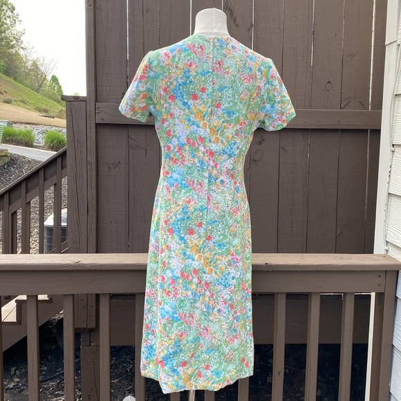 Vintage Nat Kaplan Couture floral garden sheath dress USA size 8 - Picture 4 of 11